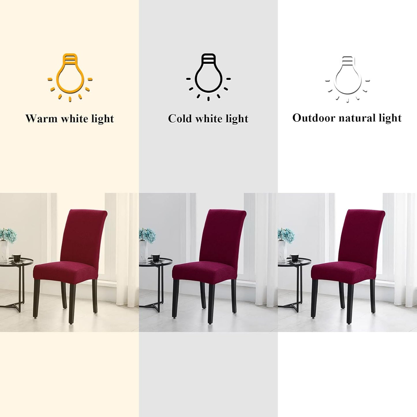 Joccun Chair Covers for Dining Room Set of 2,Dining Chair Slipcovers Stretch Dining Room Chair Covers Seat Protector,Washable Parsons Chair Cover for Home,Hotel(Wine Red,2 Pack)