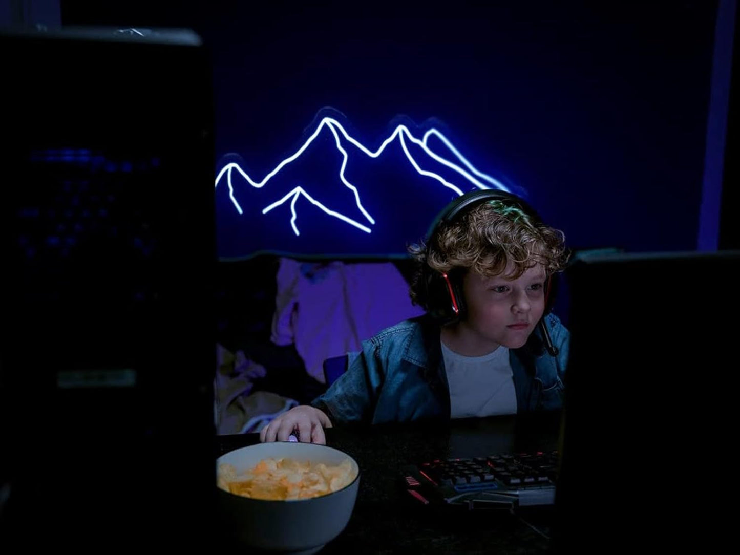 Ulalaza LED Decorative Lights USB Mountains Sunrise Sunset Led Neon Signs Home Decoration Wall Art Holiday Gift Brightness Adjustable 16.5''x9.5''