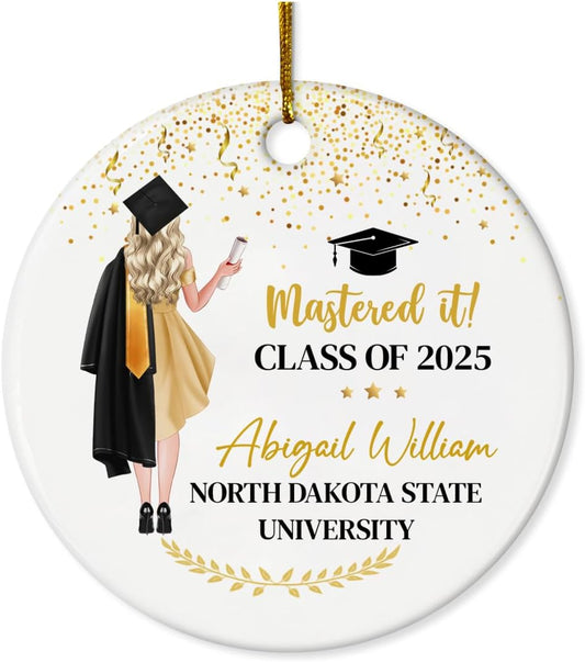 Personalized Graduation Ornament Class of 2024 Graduate Christmas Ceramic Ornaments Graduation Keepsake Gifts Xmas Tree Decorations
