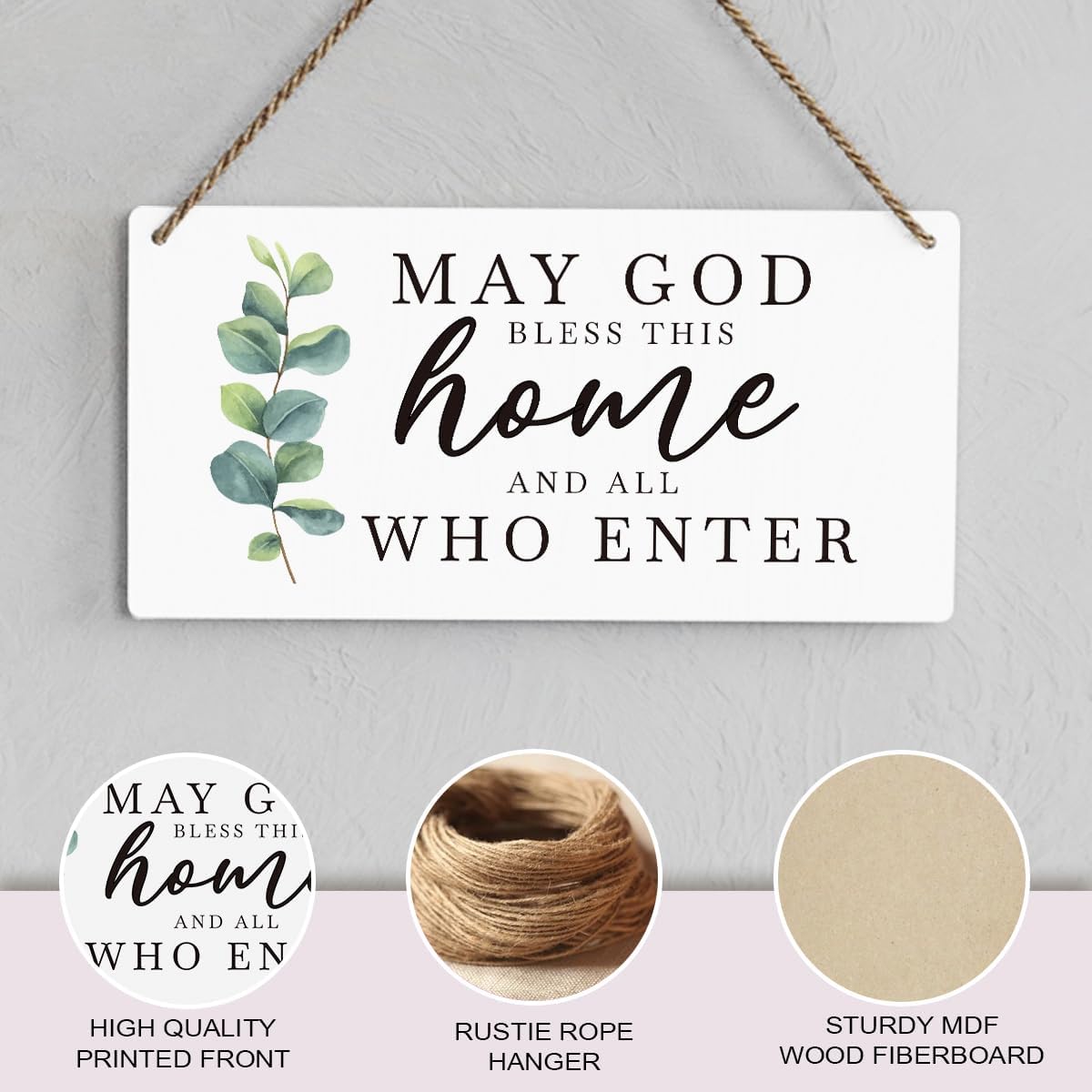 SENJIAN Christian Home Decor, Bless This Home Wall Decor, Modern Farmhouse Sign Scripture Printed Wood Sign Wall Art Religious Decoration for Office Bathroom Bedroom