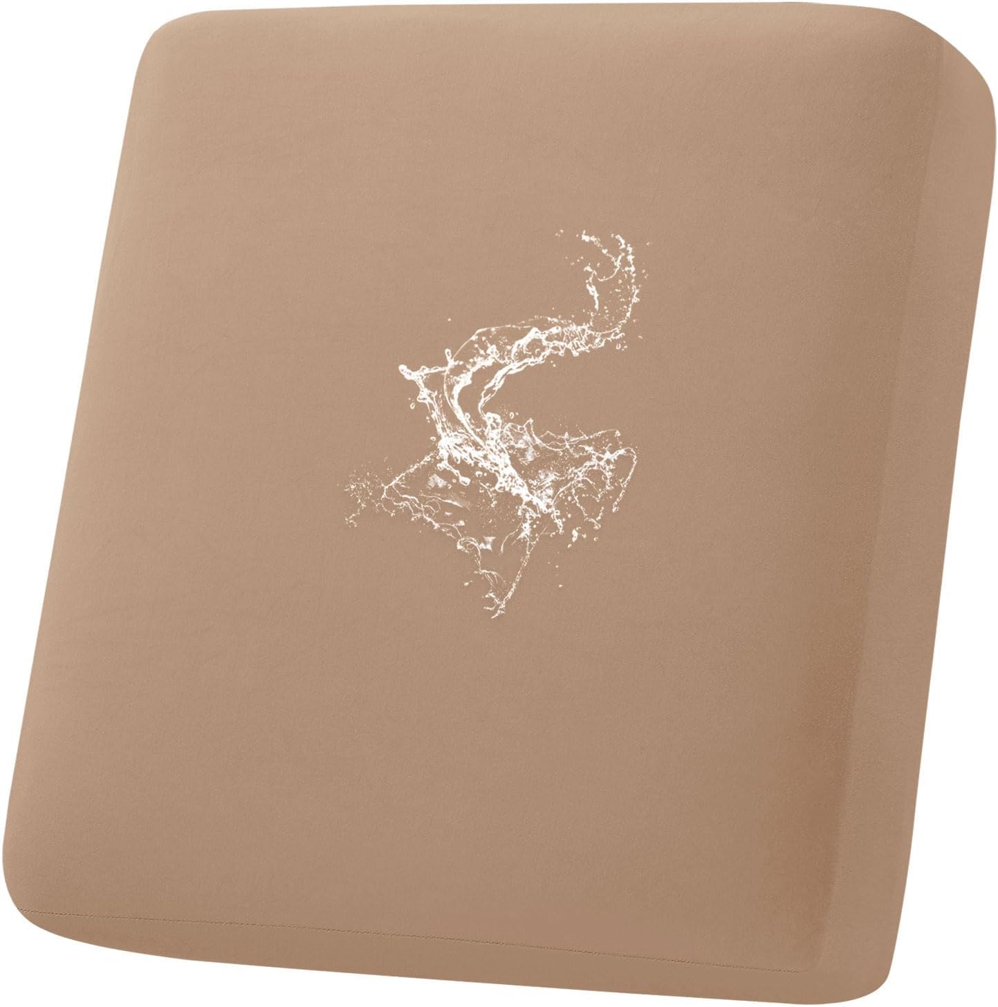 hyha Waterproof Couch Cushion Covers, Stretch Sofa Couch Seat Slipcover for Dog Washable, Non-Slip Waterproof Outdoor Cushion Covers for Patio Furniture Replacement (1 Piece for Small, Camel)