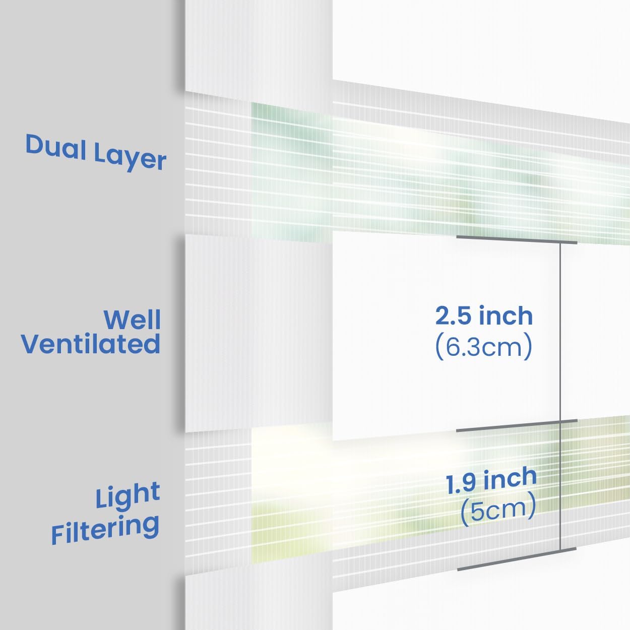 Foiresoft Standard Zebra Roller Blinds for Windows [W33 x H64 Inch, White, Basic], Light Filtering Dual Layer Shades for Bedroom, Living Room, Office, 13 Colors