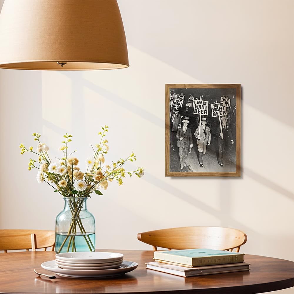 Prohibition We Want Beer Vintage Photo FRAMED - 8x10 Wall Art Decor for Home, Bar, Cafe, Dorm - Unique Funny Gift for Men - Unframed Picture Poster