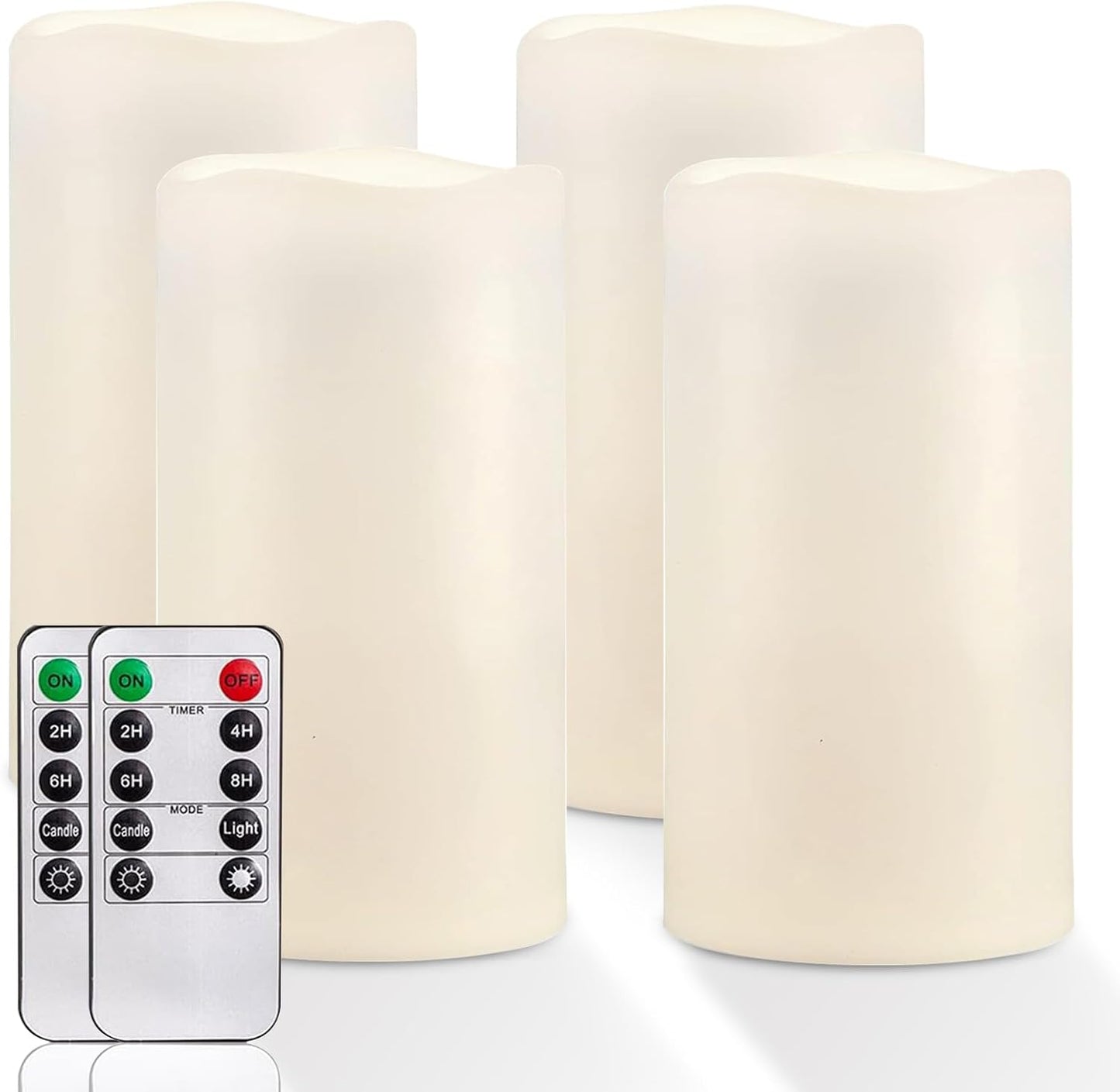 Homemory 6" x 4" Large Waterproof Outdoor Flameless Candles with Remote Control and Timer, Battery Operated Flickering LED Pillar Candles for Indoor Outdoor Lanterns, Porch, Long Lasting, Set of 4