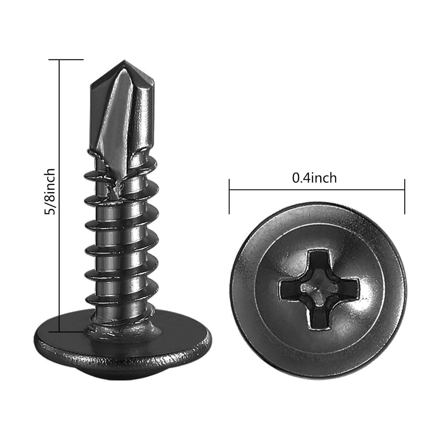 (350Pcs)#8×5/8” for Sheet Metal Self-Tapping Screws 410 Black Stainless Steel Truss Head High-Strength Quick Tapping