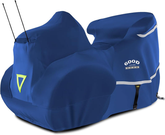 Rosefray Trike Cover,Motorcycle Cover Heavy Duty 600D Waterproof for Trike Models, Tri Glide, and CVO Version, Trike Goldwing, Chidftain, Challenger, Elite Storage, Blue