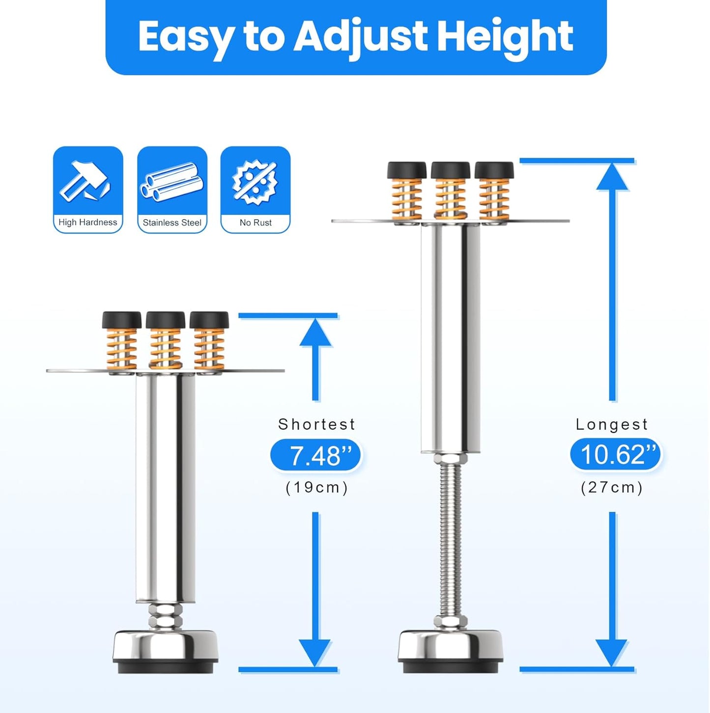Garbage Disposal Support, Adjustable Spring Shock Absorber Bracket (7.48-10.62 inch (19-27cm)), Holds Up tp 440lbs, Stainless Steel Noise Reduction Installation Kit