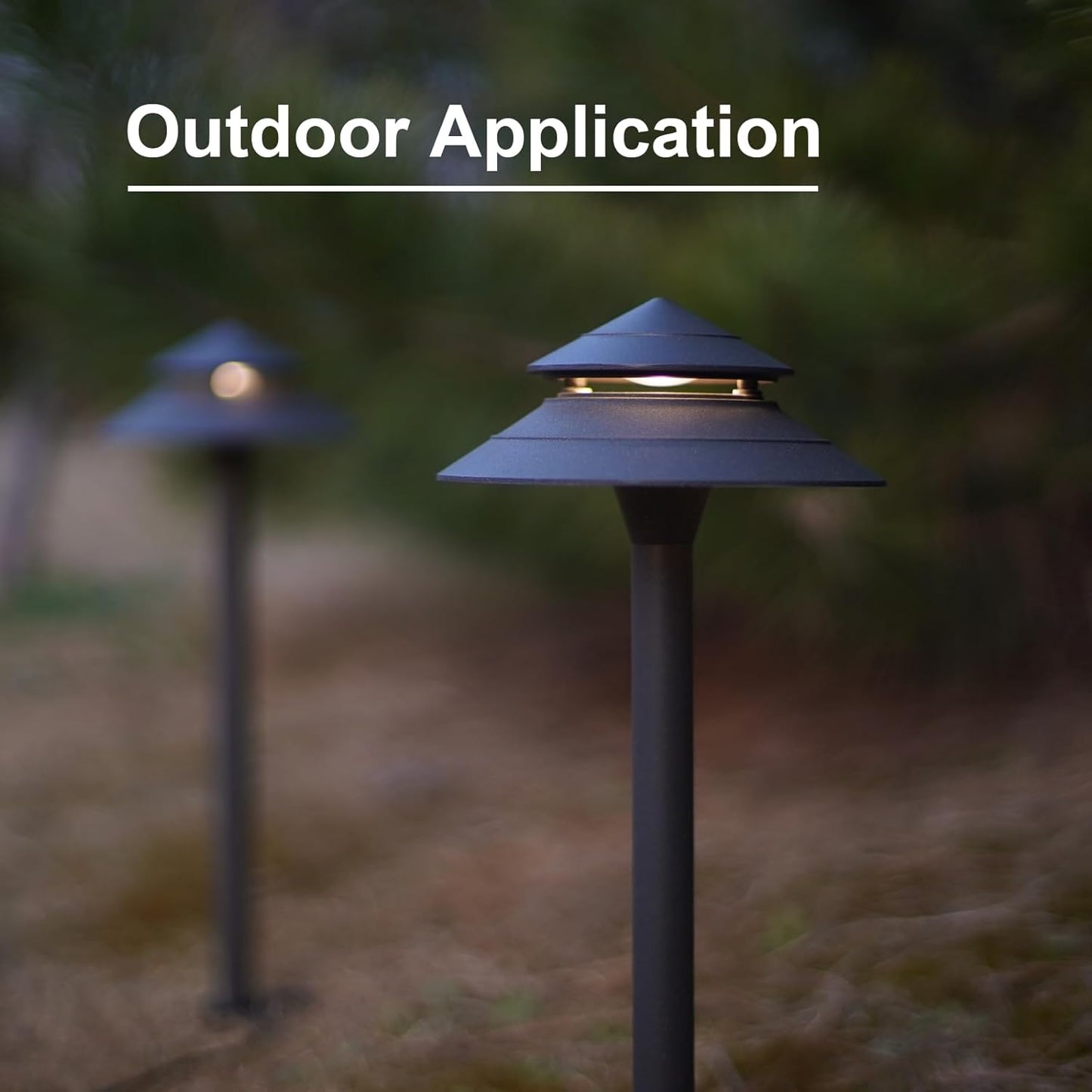 GOODSMANN Pathway Lights Kits 3W LED 8PK Outdoor Low Voltage Landscape Lighting 180 Lumen Hardwired 2 Tier Pagoda Path Light 3000K Warm White Metal 12V Electric Sidewalk Walkway Lights with Connectors