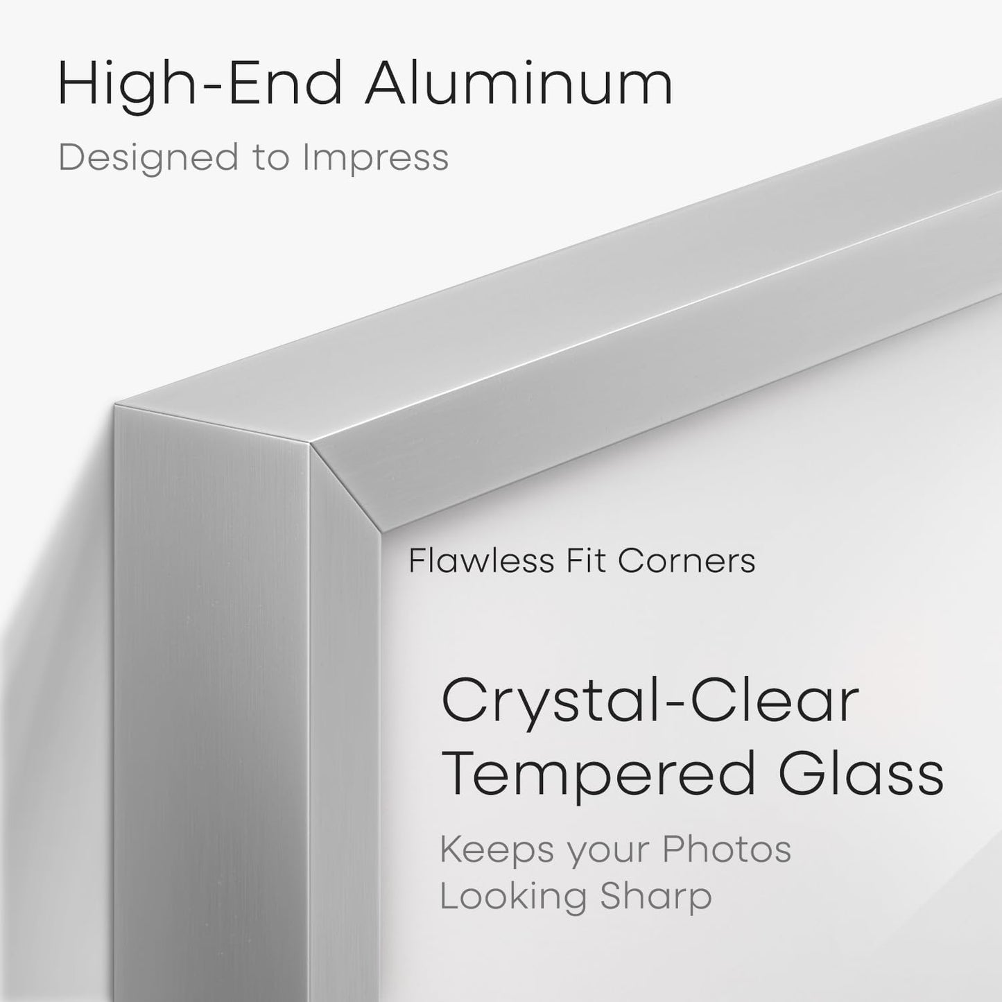 Homeforia 20x28 Picture Frame Silver, High End Metal 20 x 28 Poster Frame with Mat 14 x 22 for Photo, 20x28 Silver Frames Matted to 14x22 Print, 28x20 Hanging Frame, Tempered Glass, Wall Kit, Set of 1