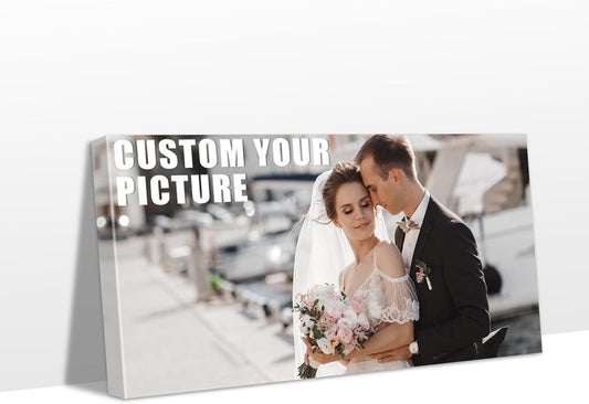 Personalized Custom Canvas Prints with Your Photos & Text, Customized Picture Print, Transform Own Images Into Framed Wall Art Digitally Printed Photo to Canvas, Keepsakes Gifts for Family 32x16’’