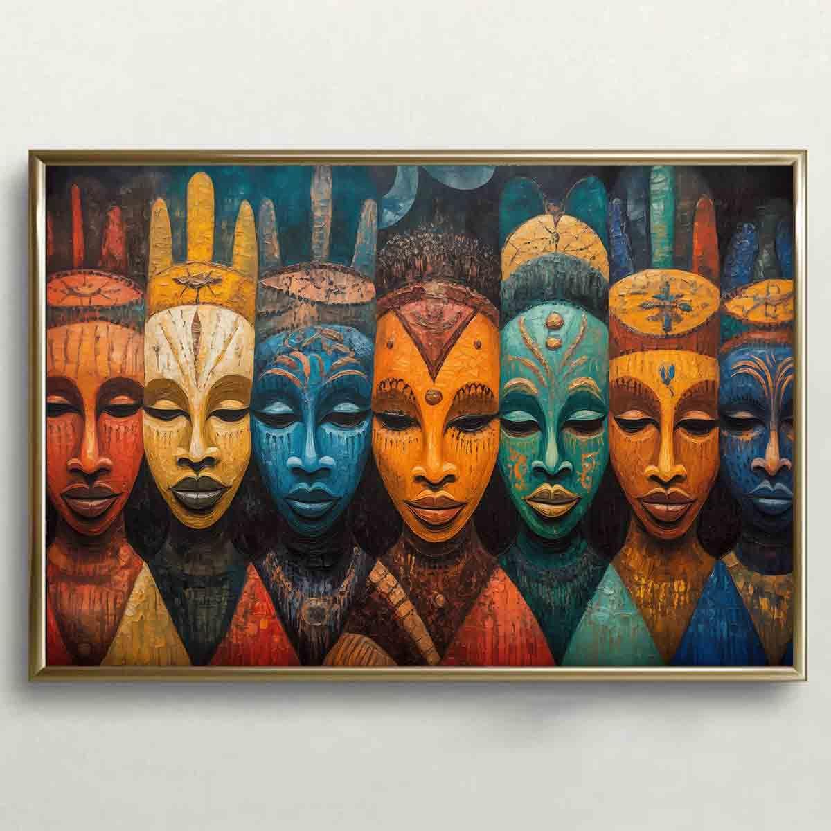 Mask Canvas Wall Art Tribal Ethnic Painting Samerican Painting Safrican Tribal Artwork African Culture Wall Art Antique Pictures Mask Vintage Living Room Decor 16x24inch No Frame