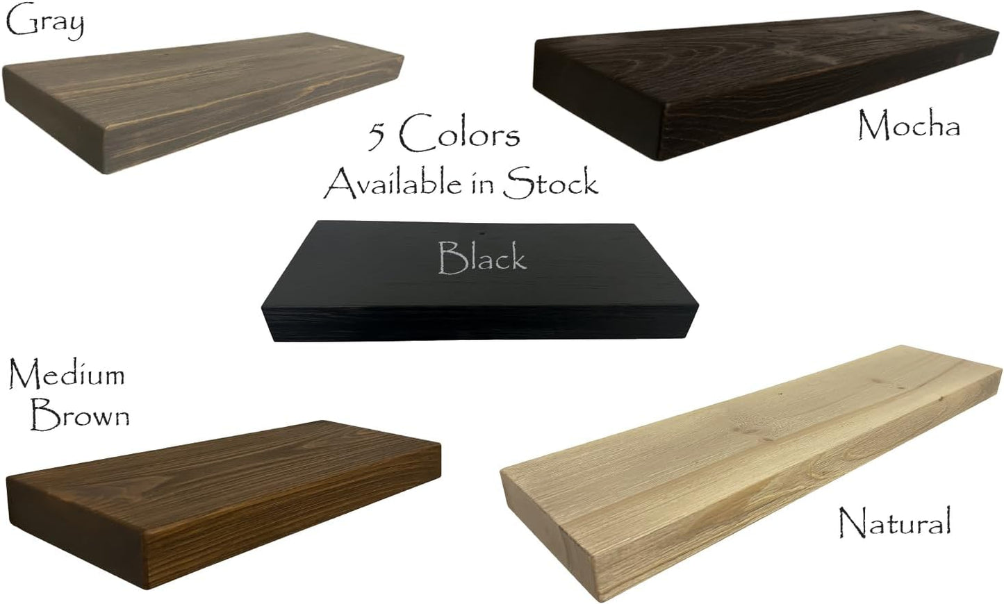 Joel's Antiques 18 Inch Wooden Floating Shelves for Wall - 18x8x2 in - Made of Natural Wood - Short Heavy Duty Rustic Wall Shelves for Bedroom - Perfect for Living Room, Kitchen - Black