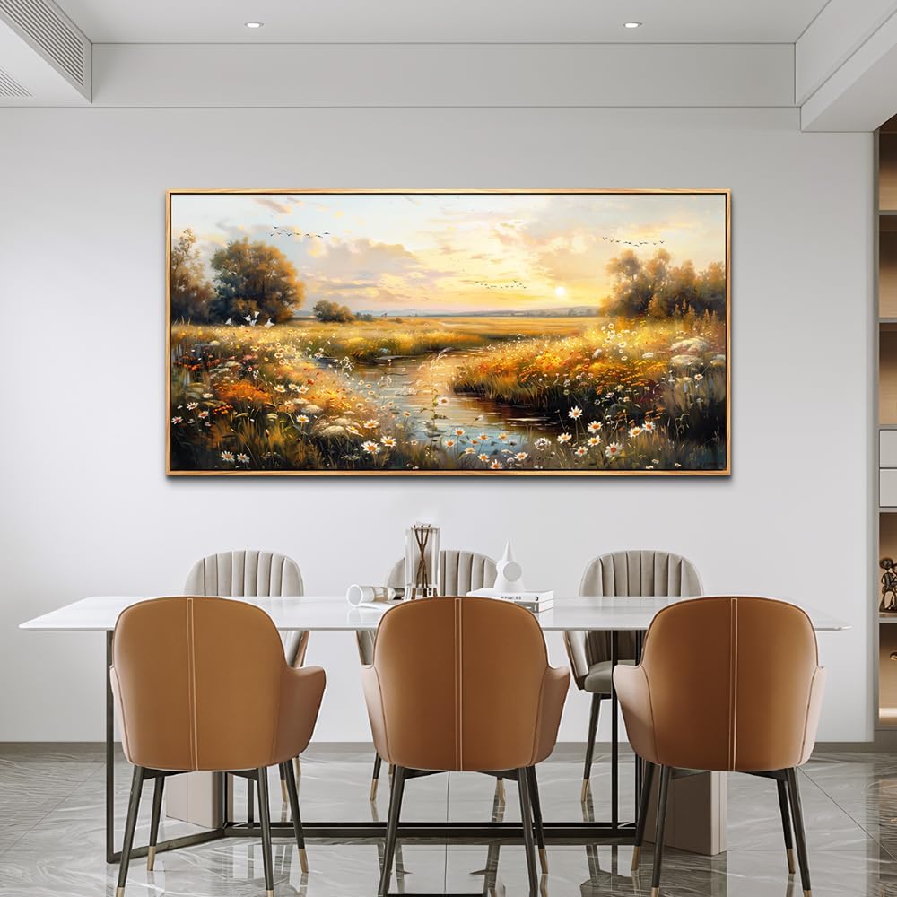 KELIYUAN Large Canvas Wall Decor For Living Room Wall Art For Bedroom Pastoral Landscape Murals Farmhouse Dining Room Wall Painting Office Home Decorations Stretched And Framed Aesthetics 30"X60"