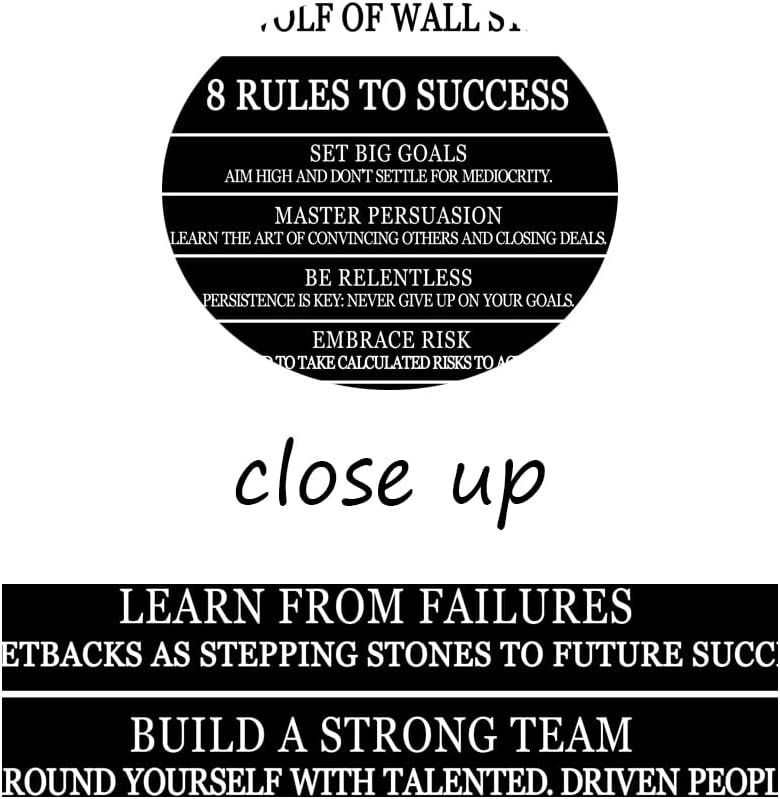Motivational Wall Art The Wolf Of Wall Street 8 Rules To Success Printed Canvas Poster Inspirational Wall Decor for Office Hallway Gym Bedroom Living Room Framed Ready to Hang[18" W X 24" H]