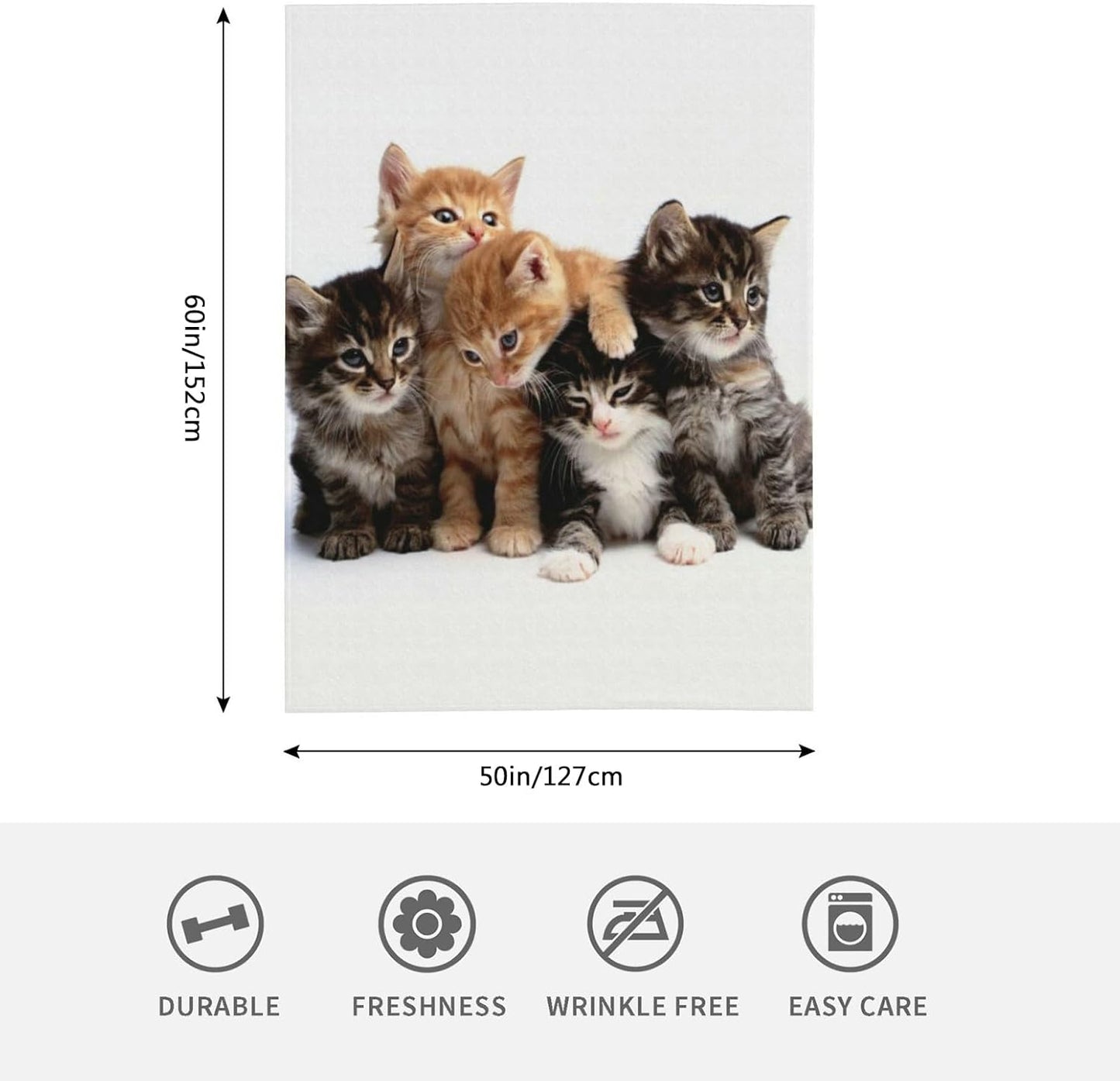 HGOD DESIGNS Cats Throw Blanket Ultra Soft Warm All Season Kittens Family Cats Decorative Fleece Blankets for Bed Chair Car Sofa Couch Bedroom 50"X60"