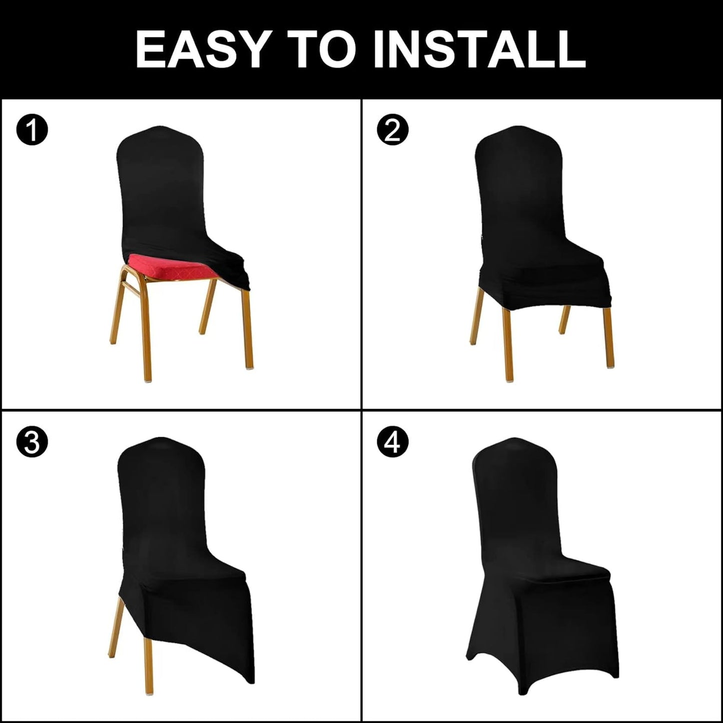 SUPERO Navy Chair Cover, 12PCS Stretch Waterproof Polyester, Protector Chair Cover for Party, Banquet, Wedding Event, Hotel, Universal Fit