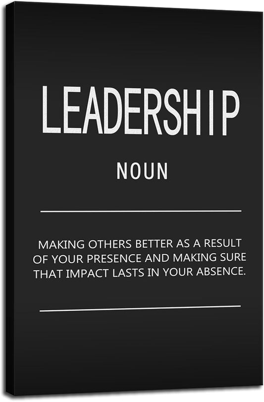 Inspirational Wall Art Painting Prints on Canvas Motivational Pictures Leadership Noun Inspiring Entrepreneur Quotes Posters Decor Artwork Office Home Living Room Decor Wood Framed[12" W X 18" H]