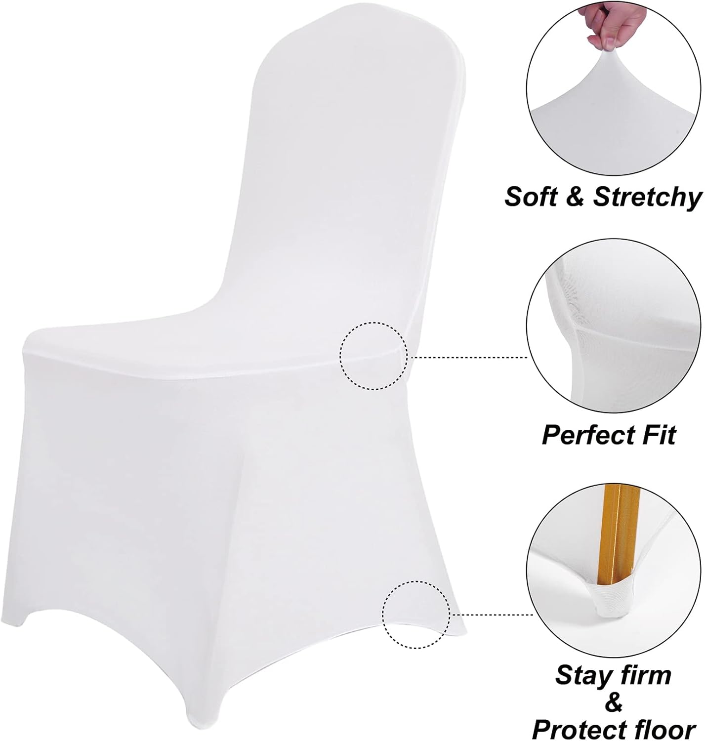 Waterproof Spandex Chair Cover 12PCS, Stretch Dining Chair Covers, Polyester Outdoor Chair Covers, Protector Stretch Chair Cover for Party Universal, Banquet, Wedding Event, Hotel(White)
