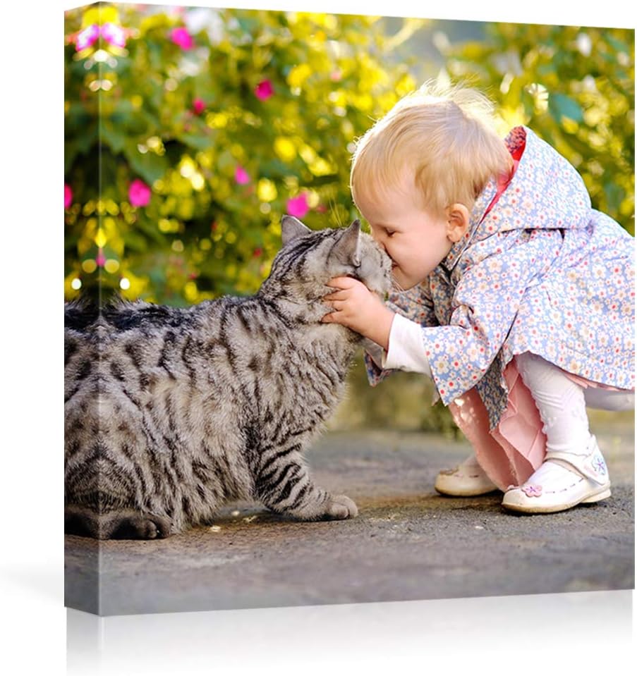 NWT Custom Canvas Prints with Your Photos for Pet/Animal, Personalized Canvas Pictures for Wall to Print Framed 12x12 inches