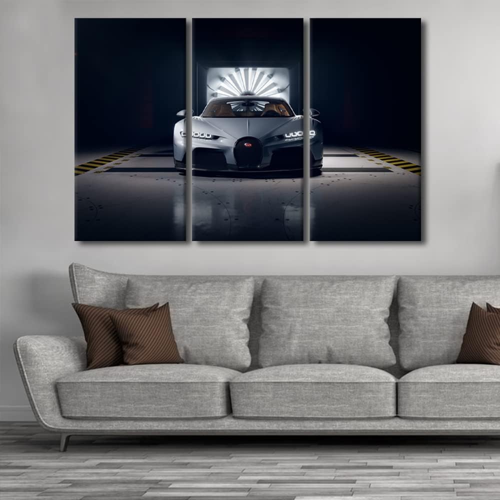 TUMOVO Car Poster Decor Canvas Prints Gray Sports Car In the Dim Light Wall Art Paintings Speedy Car Posters Stretched Pictures for Living Room Modern Home Decor Framed Wall Art Decorations 42"Wx28"H