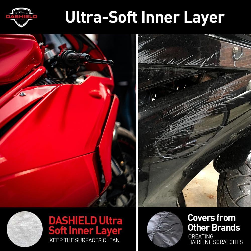 Ultimum Series Motorcycle Cover Waterproof All Weather Protection Universal Heavy Duty Night Reflector with Lock-Holes Compatible with Suzuki Harley Davidson Kawasaki Yamaha Honda Blue Large