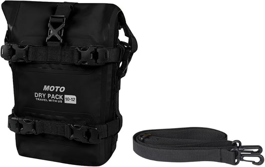 Motorcycle Tail Bag Front Bumper Bag, 12L Roll-top Waterproof Motor Saddle Panniers Luggage Bags for Motorcy-Black(12L)