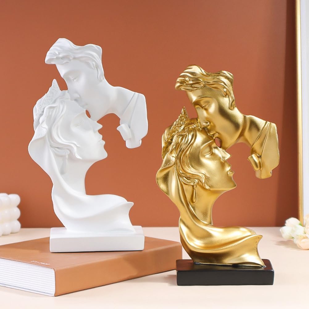 Large Couples Kiss Sculpture,Abstract Art Couple Sculpture Home Furnishing Resin Statue Decoration Romantic Statue Used for Home Decoration, Wedding, Gift