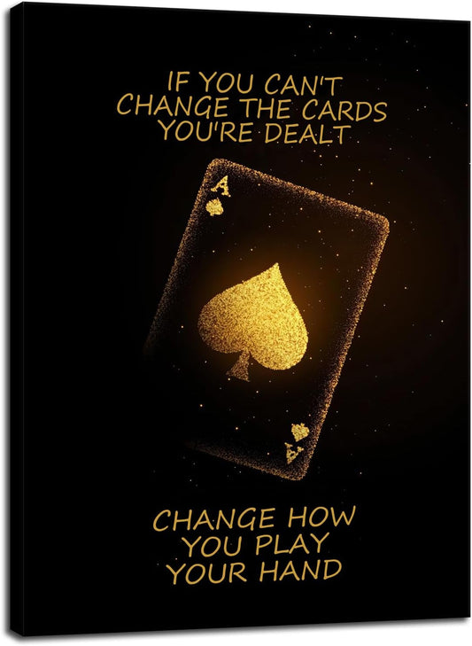 Inspirational Canvas Wall Art Poker Game Poster Painting Artwork Motivational Success Picture Print Wall Decor for Home Office Living Room Bedroom Workplace Wooden Framed Ready to Hang [30''Wx 40''H]