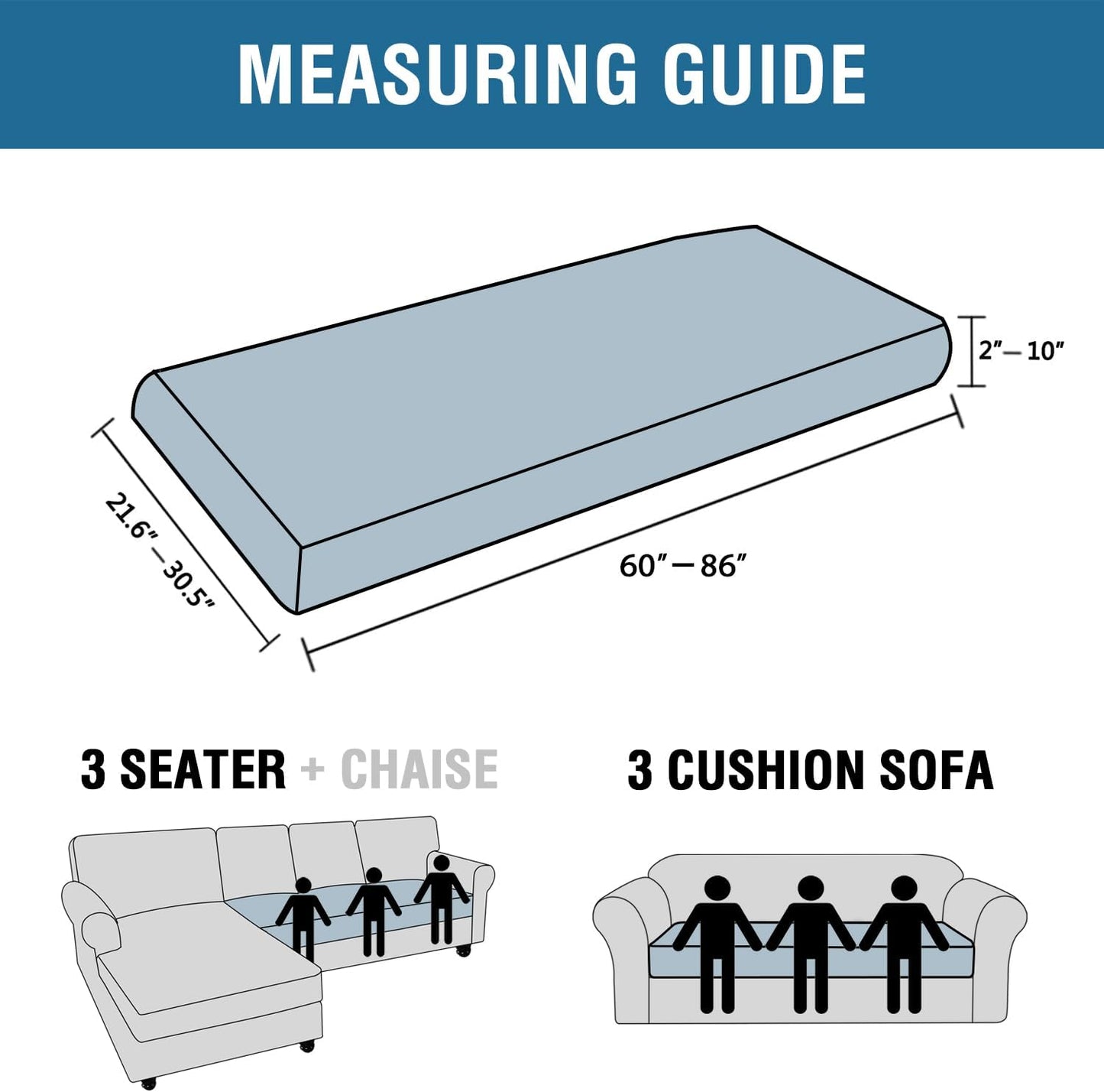 H.VERSAILTEX Super Stretch Individual Seat Cushion Covers Sofa Covers Couch Cushion Covers Slipcover Sets Thick Jacquard Textured Twill Fabric (1 Piece Sofa Cushion Cover, Sand)