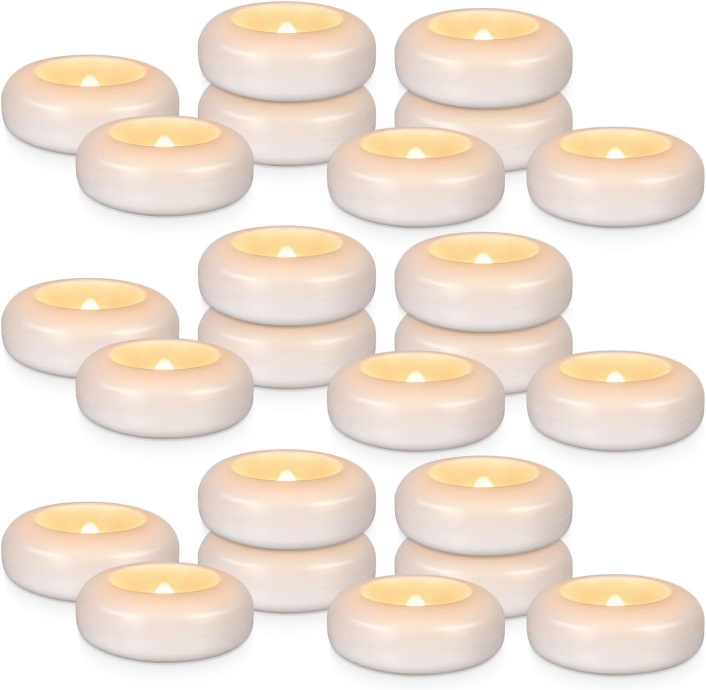24 Pack 3”Floating Candles Water-Activated Flameless LED Candle, 120 Hour White Battery Operate Waterproof Tealights for Cylinder Vases, Centerpieces at Wedding, Party, Pool,Romantic.