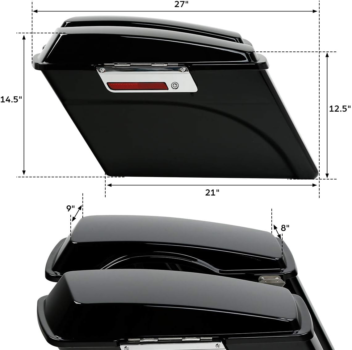 XFMT Motorcycle Saddlebags Vivid Black Hard Saddle Bags Trunk For Harley Touring Road King Street Glide Road Glide Electra Glide Ultra Classic 1994-2013