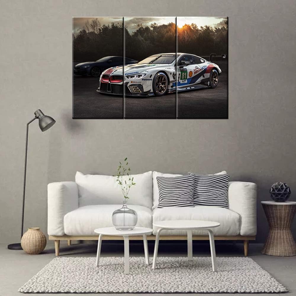 Black and White Pictures Sports Car Painting Canvas 3 Pieces Canvas Wall Art Modern Artwork Home Decorations for Living Room Bedroom Giclee Wooden Frame Gallery-wrapped Ready to Hang 28 x 14inch x 3
