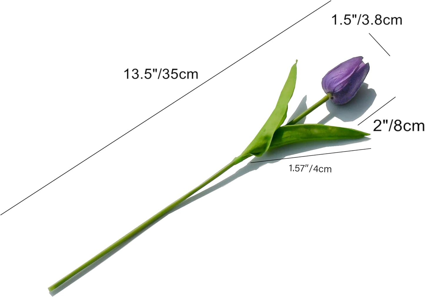 Mandy's Artificial Tulips 20 Stems Purple PU Faux Flowers for Wedding Home Decor 13.5 Inch