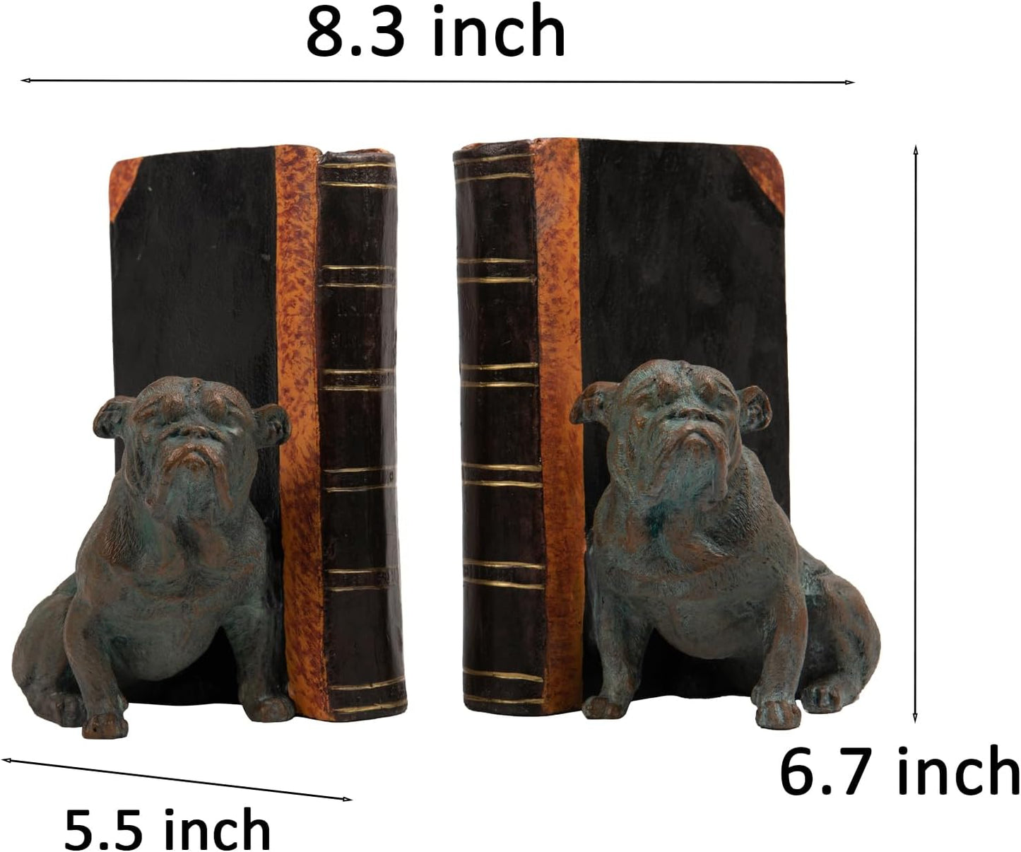 Dog Decorative Bookends Book Holder - Vintage Shelf Decor Book Ends to Hold Books Heavy Duty for Home Decor 3.5 X 4.5 X 6.25 inch Guichifun