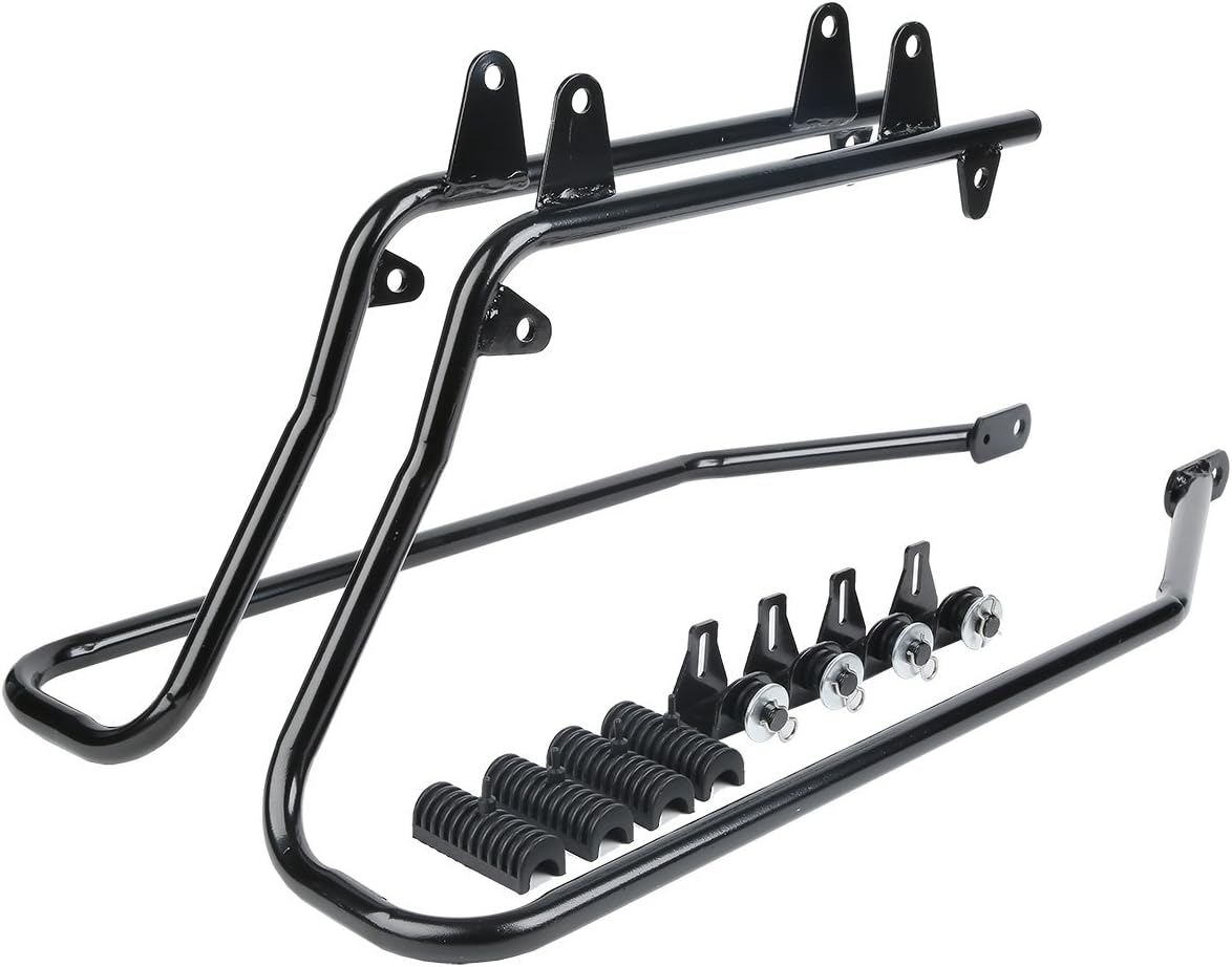 XFMT Vivid Black 5" Stretched Extended Saddlebags Hard Saddle Bags W/Black Conversion Bracket For Harley Softail Heritage Deluxe 1984-2017