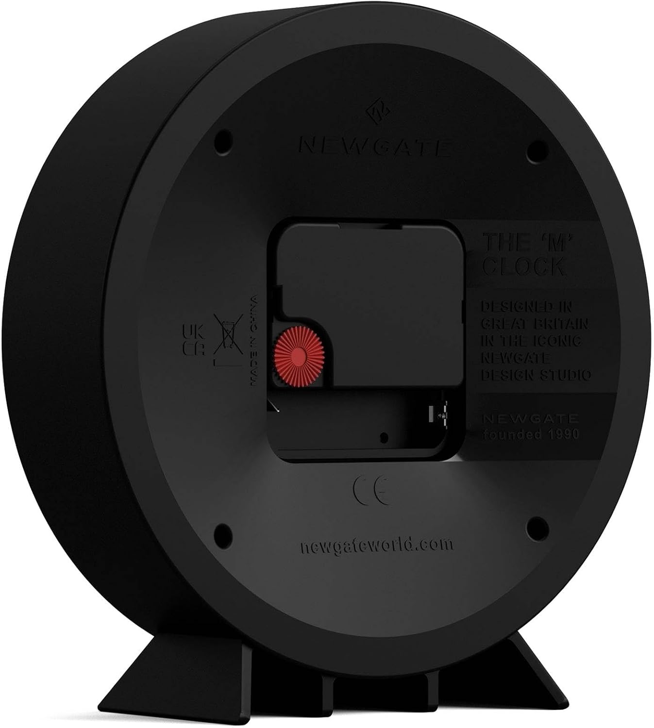 NEWGATE® M Mantel Echo Desk Clock | Modern Round Design | Black | Easy to Read Numbers | Contemporary Style for Desk, Table, Shelf or Bedside