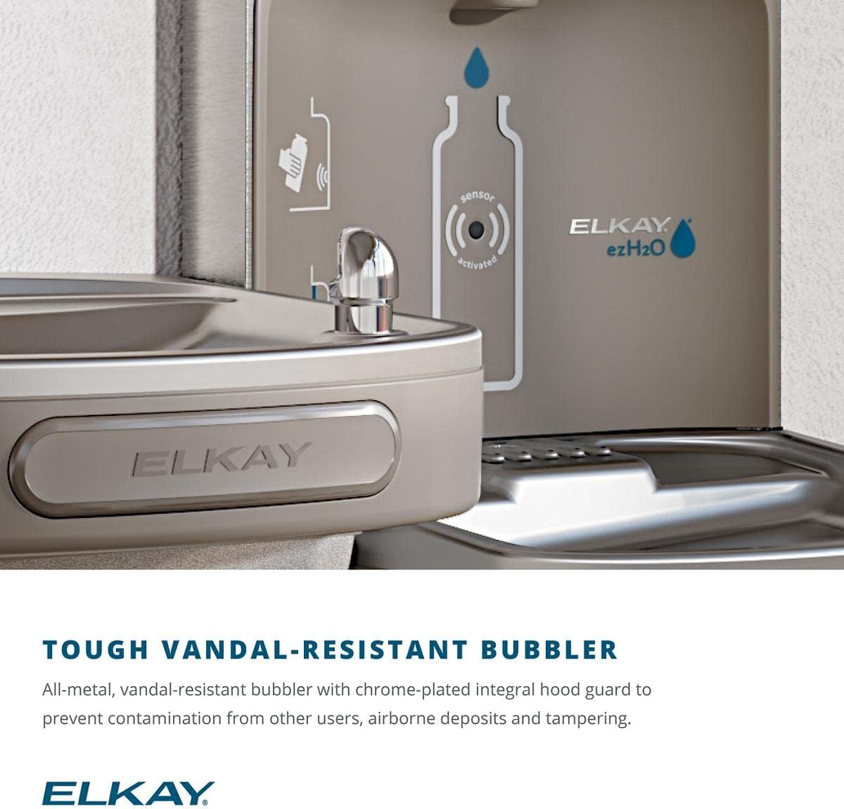 Elkay LZS8WSVRLK EZH2O Wall Mount Drinking Fountain and Bottle Filling Station with Vandal Resistant Bubbler, Filter, and Glass Filler - N/A
