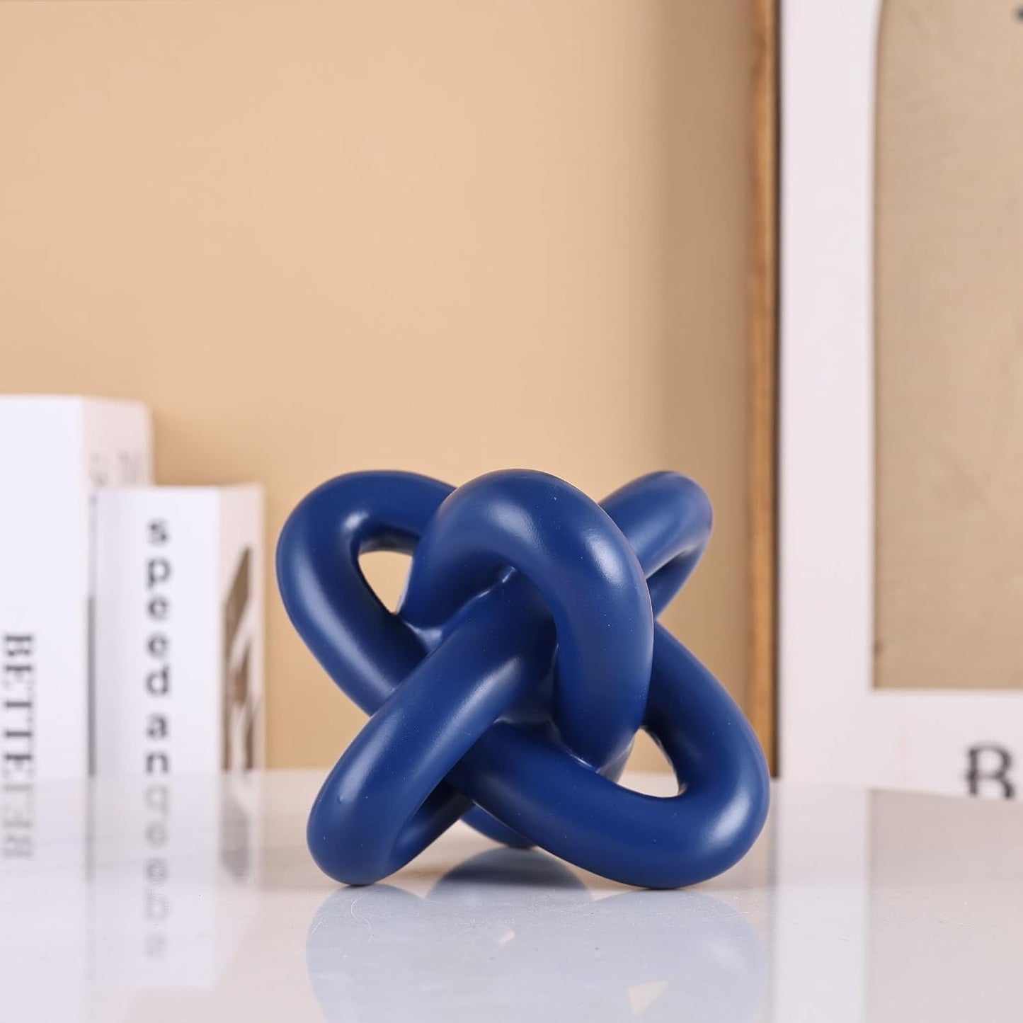 XMGZQ Blue Knot Decor for Coffee Table Book,Chain Link Decor for Bookshelf Entry Table TV Stand,Navy Knot Sculpture for Home Living Room,Object Decoracions para sala,adornos para sala Modernos