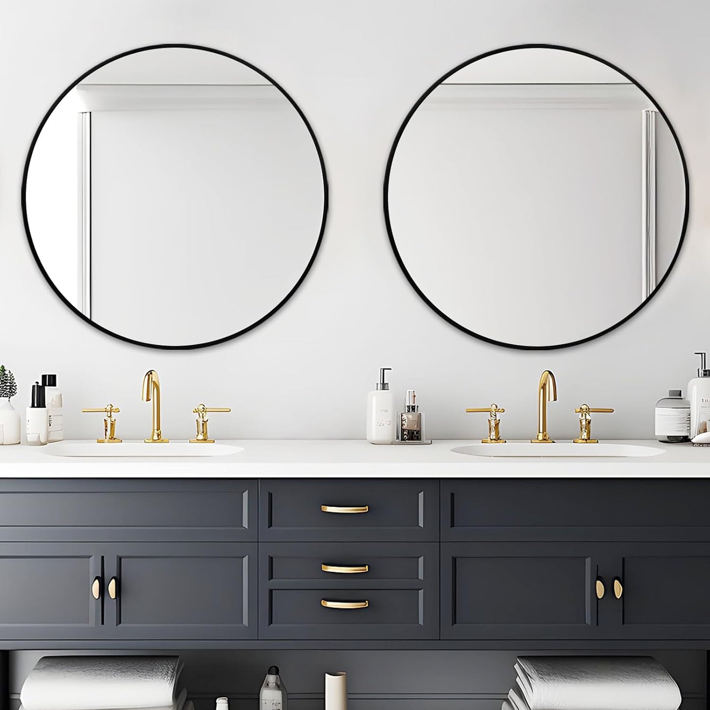 Fabuday Large Black Circle Mirror 36 Inch - Big Wall Round Mirror for Bathroom, Living Room, Bedroom, Hallyway, Matte Frame Metal Mirrors