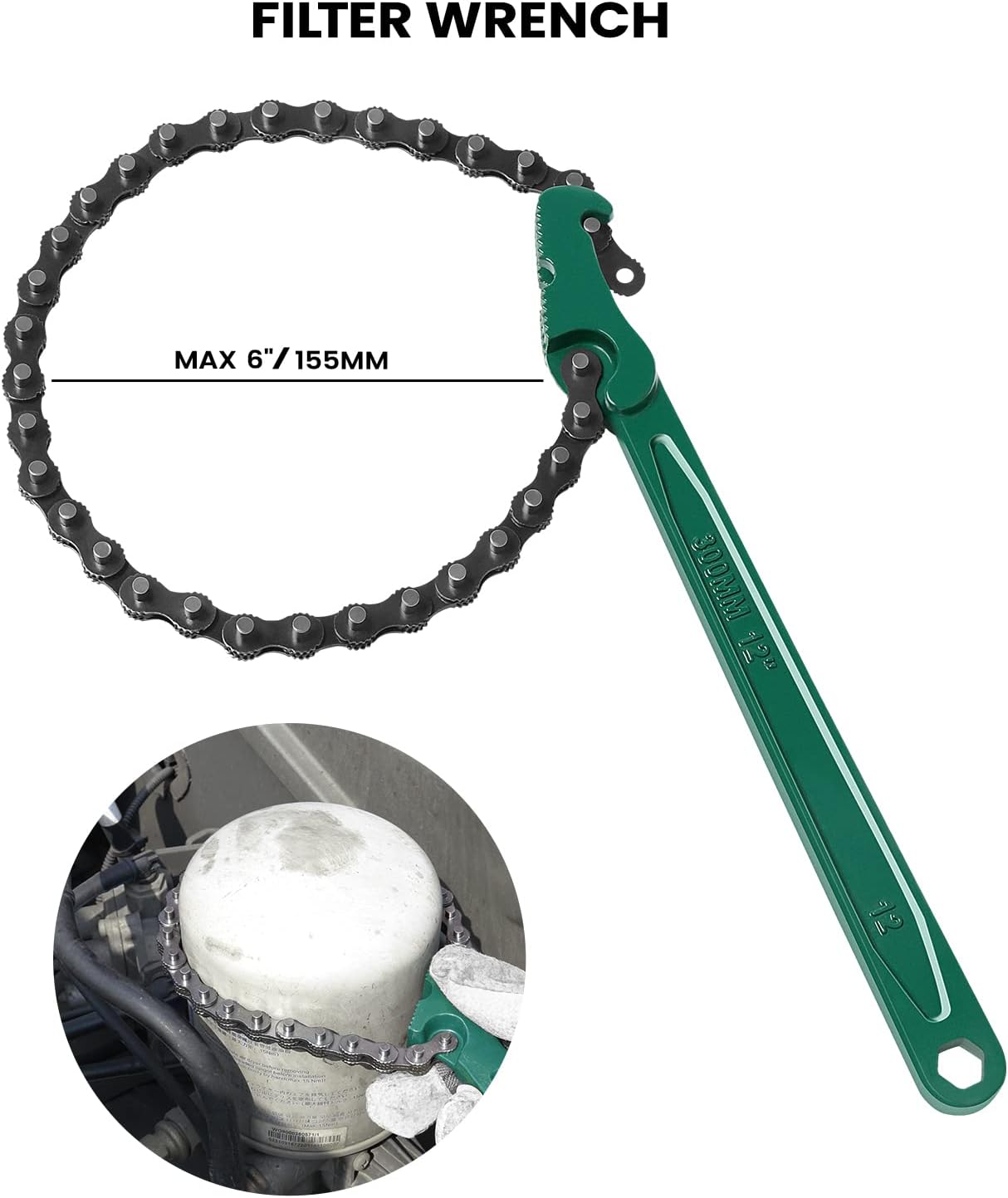 12 Inch Heavy-Duty Ratcheting Chain Wrench, Adjustable Oil Filter Pliers For Truck & Car, Pipe Wrench Multi-Purpose Remover Tool