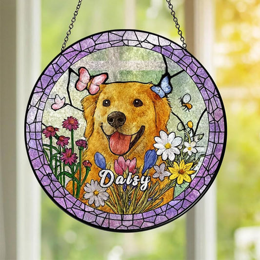 Personalized Halloween Dog Glass Window Hanging Ornament,Custom Pet Photo Ornament, Unique for Dog Lovers,Customized Pet Keepsake for Fall Holiday Décor