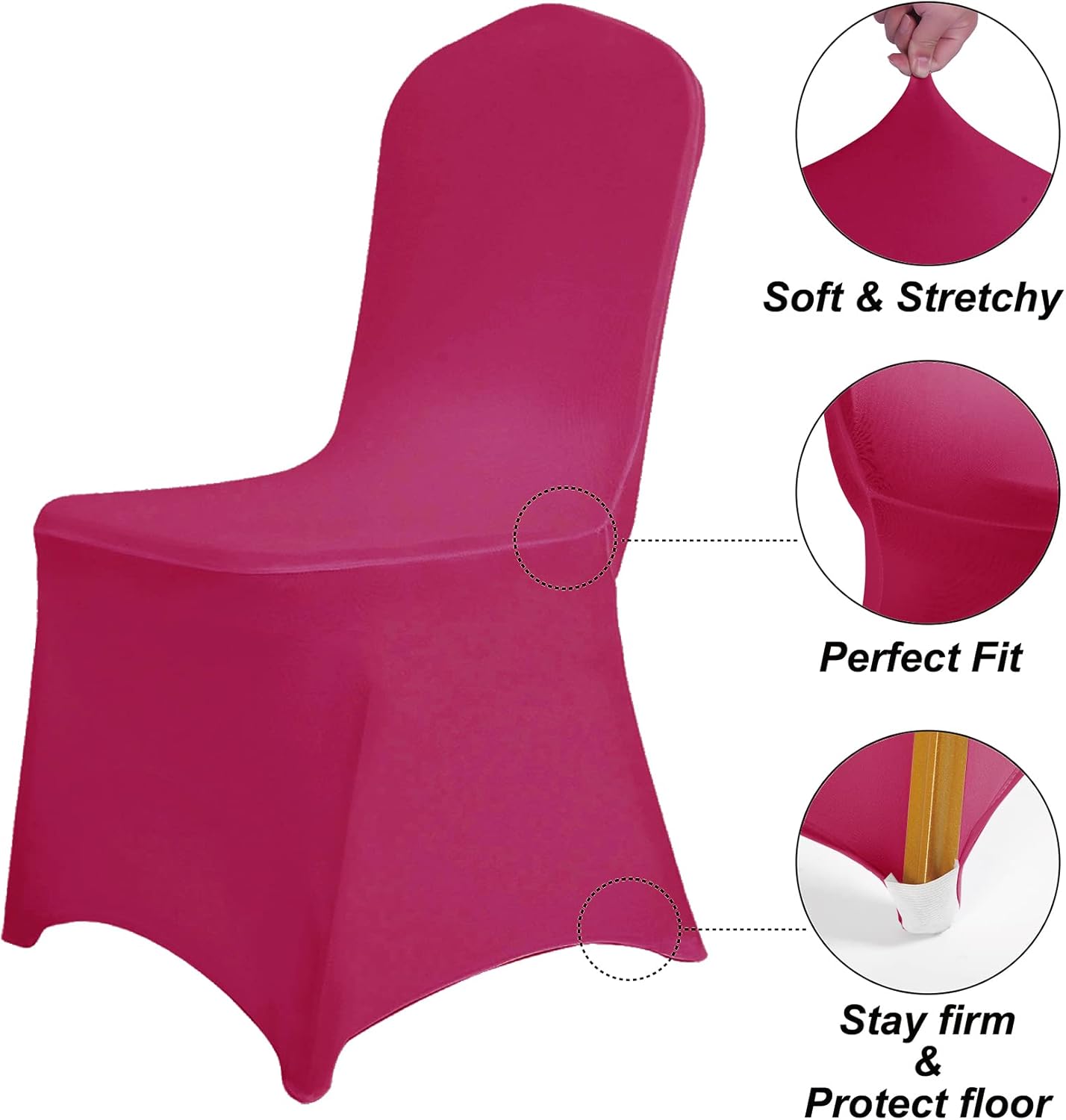 SUPERO Waterproof Spandex Chair Cover 12PCS, Stretch Dining Chair Covers, Polyester Outdoor Chair Covers, Protector Stretch Chair Cover for Party Universal, Banquet, Wedding Event, Hotel(Fuchsia)