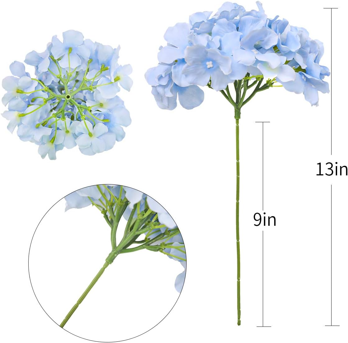 Tifuly Hydrangea Artificial Flowers -12 pcs Realistic Fake Hydrangea Silk Flowers with Stems Faux Hydrangea Flowers Heads for Office Home Party Wedding Centerpiece DIY Floral Decor(Sky Blue)