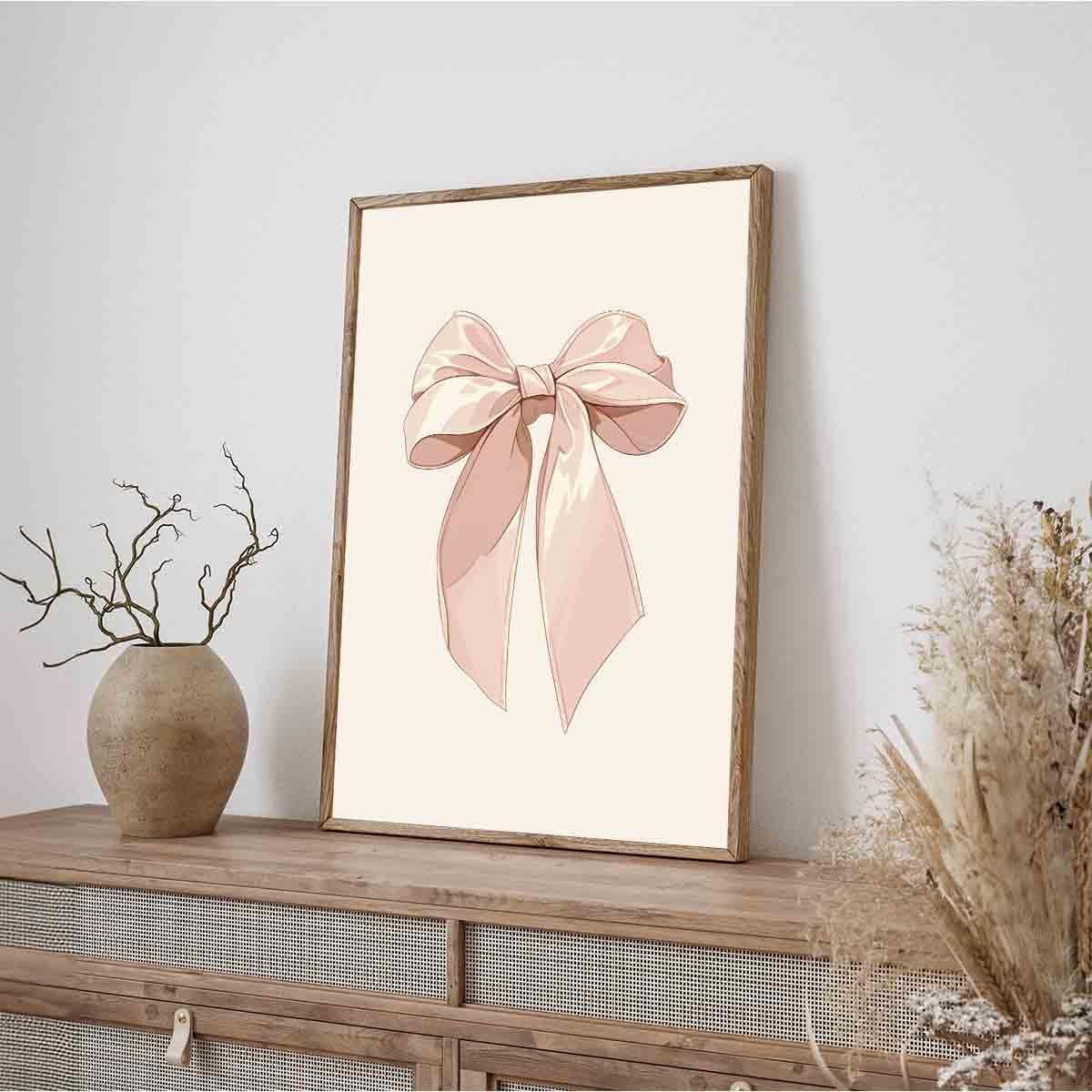 Vlolvfe Pink Bow Pictures Watercolor Bow Picture Bows Poster Light Pink Bows Poster Preppy Coquette Posters Trendy Aesthetic Wall Art Girly Room Decor 16x24inch No Frame