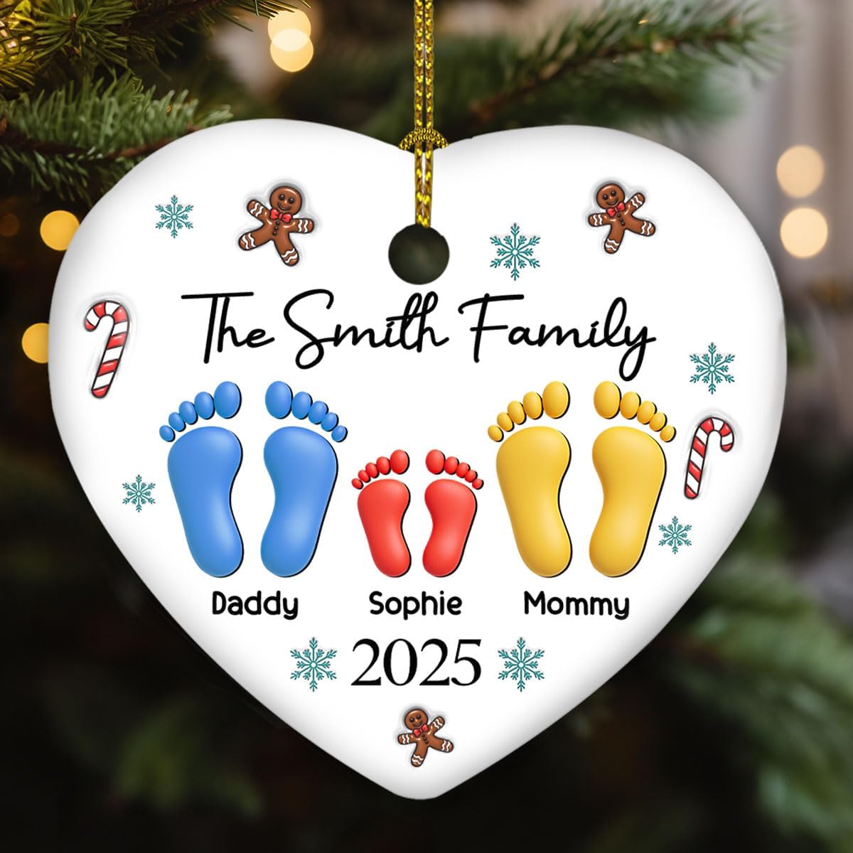 Personalized 3D Effect Ceramic Ornament – Gift for Family Members and Home Decor, Family Together Christmas 2025 Ornament