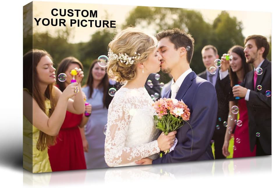 Wewejia Custom Canvas Prints with Your Photos 36x24inch, Upload Your Wedding Picture/Photo - Custom Personalized Canvas Photo Gifts Couples Family Baby Pets Home Decor Easy to hang