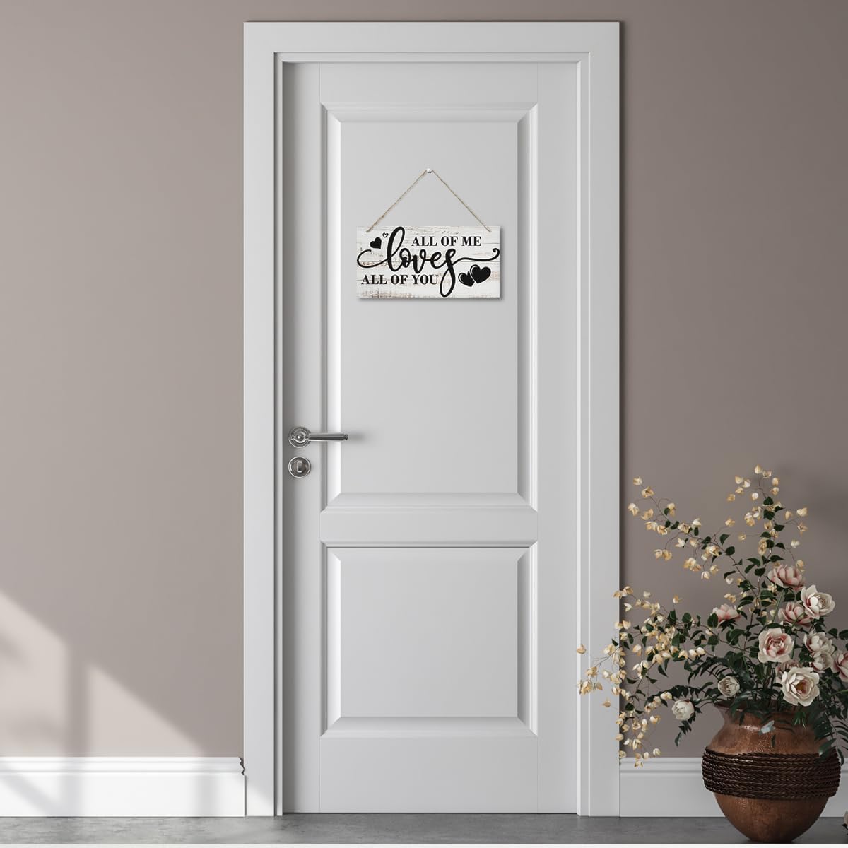 All Of Me Loves All Of You Wall Decor, Rustic Hanging Wooden Sign, Vintage Wooden Plaque, Modern Master Bedroom Sign, Love Quotes Wall Hanging Decor, Farmhouse Wall Decor, 11.8 * 5.9 Inch