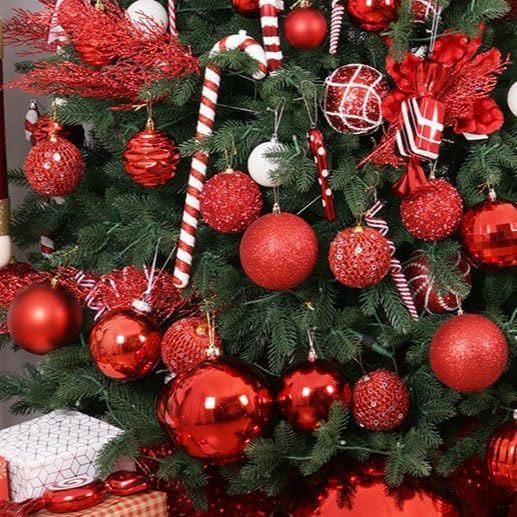 XmasExp Large Christmas Ball Ornaments,1pcs Red Giant Shatterproof Plastic Hanging Mercury Xmas Ball Decorations Christmas Tree Ornaments (Red, 8")