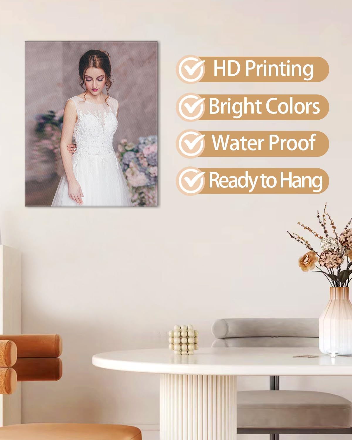 AbcCustomize Canvas Prints with Your Photos, Custom Canvas for Living Room and Bedroom Decor, Personalized gifts for Friends Lover and Family, Canvas Wall Art for Gifts & Keepsakes, Ready to Hang