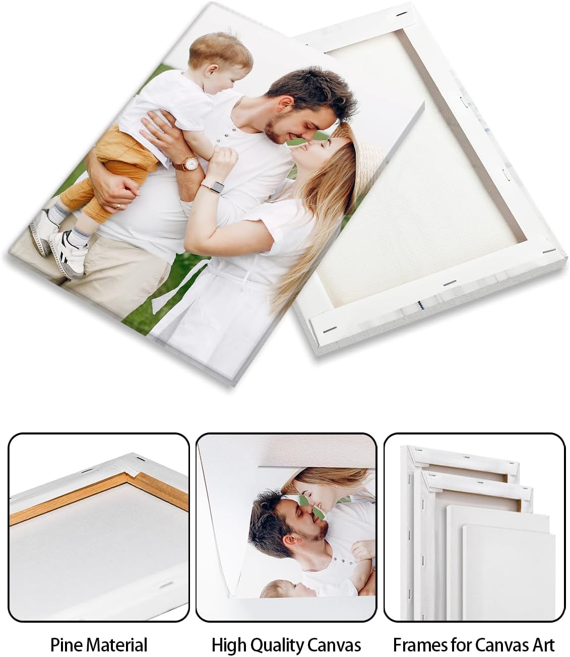 Personalized Custom Canvas Wall Art, Custom Canvas Prints with Your Photos for Living Room, Bedroom, Wedding Pet Baby Family Photo Framed Wall Art, Customized Photo Gift for Family，Friend，Lover，Pet